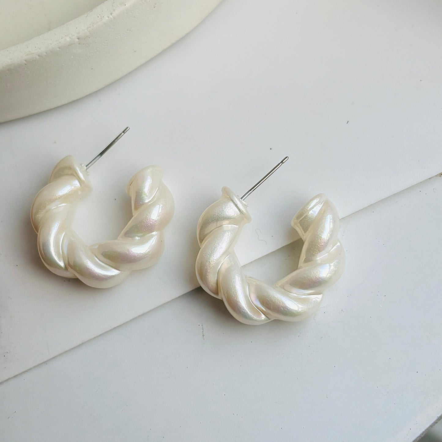 Twisted Pearl Hoops