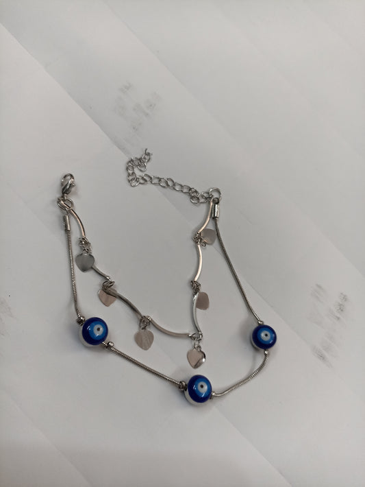Evil Eye Heart Bracelet (Silver)